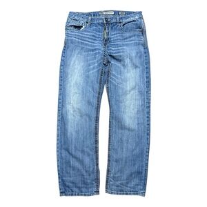 Mens Y2K BKE Tyler Straight Blue Denim Essential Light Wash Jeans Size 36x32